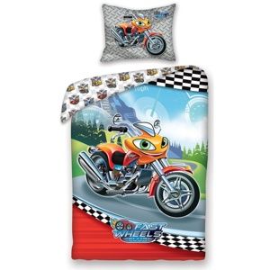 Dětské bavlněné povlečení Fast Wheel Club moto, 140 x 200 cm, 70 x 90 cm