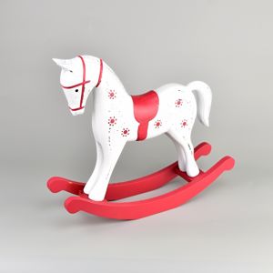 Dřevěná dekorace Houpací kůň 26,5 x 23 cm, červená