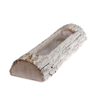 Dřevěný truhlík s PVC, bílá, 9,5 x 61 x 17,5 cm