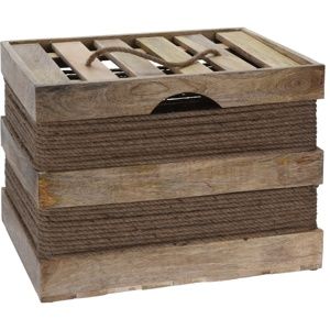 Koopman Sada dekoračních dřevěných boxů Mango wood, 2 ks