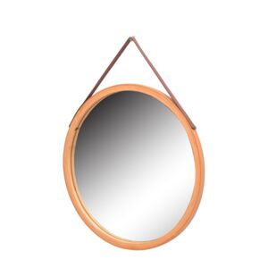 Nástěnné zrcadlo Lemi s bambusovým rámem, pr. 45 cm