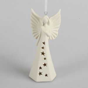 Porcelánový anděl s LED osvětlením Devecia, 25 cm