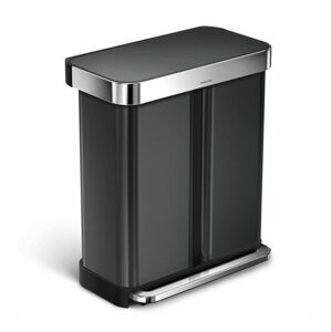 Pedálový odpadkový koš Simplehuman na tříděný odpad  – 58l, (34/24), černá ocel - BLACK