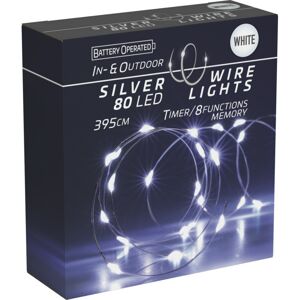 Světelný drát s časovačem Silver lights 80 LED, studená bílá, 395 cm