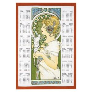 Forbyt Textilní kalendář 2016 Alfons Mucha Pírko, 45 x 65 cm