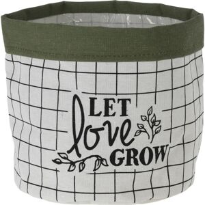 Textilní obal na květináč Let Love Grow, 20 x 18 cm, sv. zelená