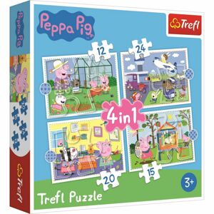Trefl Puzzle Prasátko Peppa: Vzpomínky na prázdniny 4v1 12, 15, 20, 24 dílků