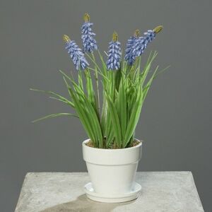 Umělá květina Modřenec v květináči, 28 x 10 x 10 cm