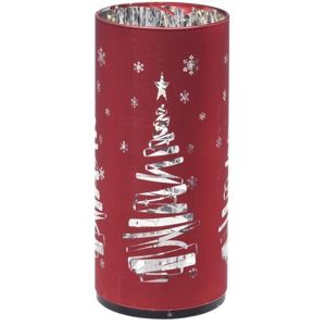 Vánoční LED dekorace Cylinder with tree červená, 7 x 15 cm