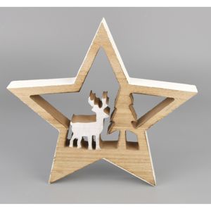 Vánoční dekorace Hvězda s jelenem, 11 x 15 cm