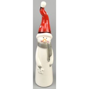 Vánoční dekorace Sněhulák s čepicí, 18,5 cm