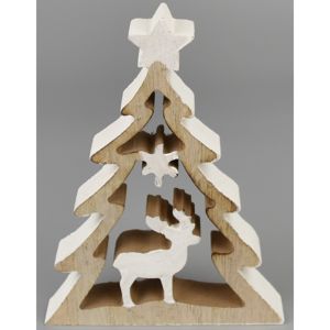Vánoční dekorace Stromek s jelenem , 11 x 15 cm