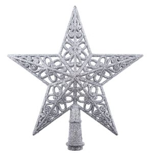 Vánoční hvězda na stromek Shiny stříbrná, 20 x 20  x 3 cm