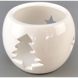 Vánoční svícen na čajovou svíčku Arcadia bílá, 9 cm
