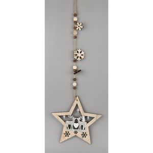 Vánoční závěsná dekorace Hvězda s jeleny, 52 cm