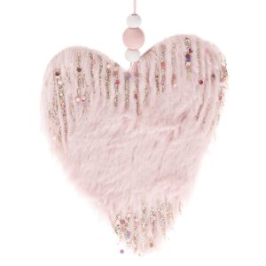 Závěsná textilní dekorace, ozdoba Růžové srdce