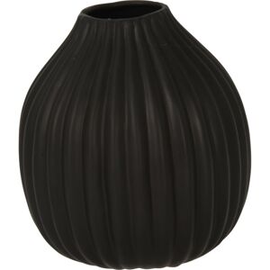 Žebrovaná váza Maeve černá, 12 x 14 x 12 cm, dolomit