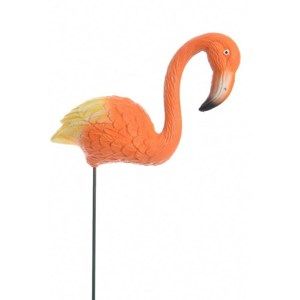 Dekorace Plameňák oranžová, 20 cm