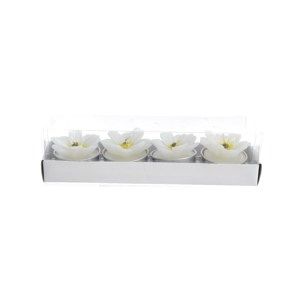 Dekorativní svíčka Flowers bílá, sada 4 ks