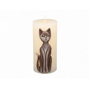 Dekorativní svíčka Kočka béžová, 14 cm
