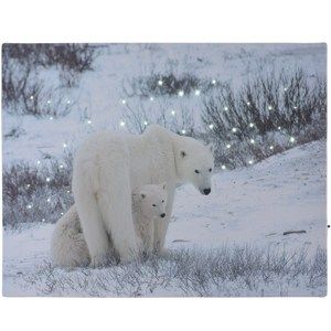 LED Obraz na plátně Bears in winter, 40 x 30 cm