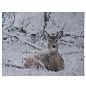 LED Obraz na plátně Deer in winter, 40 x 30 cm