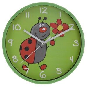 Nástěnné hodiny Ladybird zelená, 23 cm