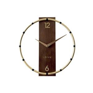 Nástěnné hodiny Lavvu Compass Wood LCT1090 zlatá, pr. 31 cm