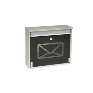 Poštovní ocelová schránka s tvrzeným sklem, černá