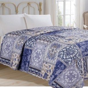 Přehoz na postel Orient modrá, 140 x 220 cm
