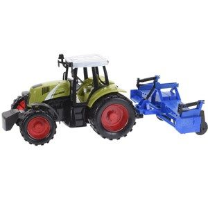 Traktor s přívěsem modrá, 40 cm