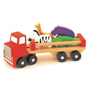 Trefl Dřevěné nákladní auto se zvířátky Safari, 26,5 cm