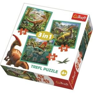 Trefl Puzzle Neobyčejný svět dinosaurů, 3 ks