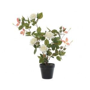 Umělý Růžový keř v květináči bílá, 50 cm