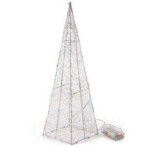 Vánoční drátěný jehlan Ostia stříbrná, 30 LED