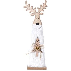Vánoční dřevěný Sob Ervín bílá, 40 cm