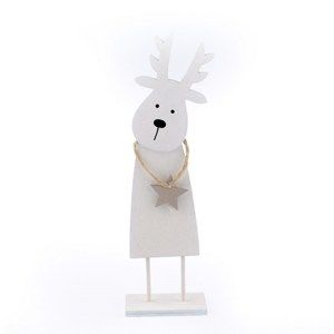 Vánoční dřevěný sob Rudolf, bílá