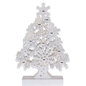 Vánoční dřevěný stromek Cardolo bílá, 10 LED
