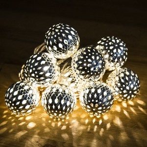 Vánoční LED řetěz koule, stříbrná