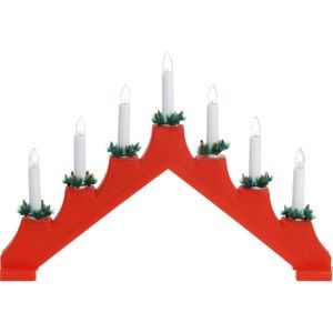 Vánoční svícen Candle Bridge červená, 7 LED