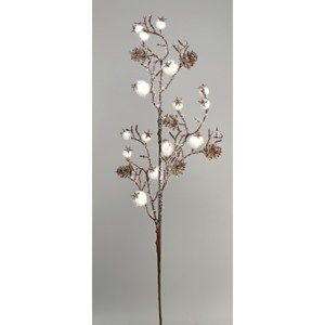 Vánoční větvička Šípky bílá, 65 cm