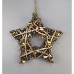 Vánoční závěsná hvězda Luccio zlatá, 34 cm