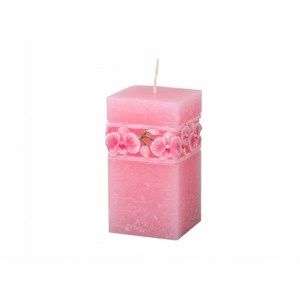Vyřezávaná svíčka Růžová orchidej, hranol